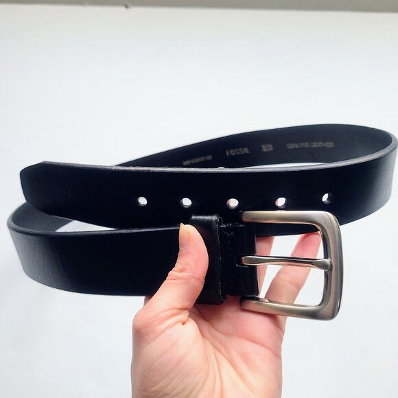 Fossil Black Genuine Leather Belt Men's 32 - Picture 2 of 6